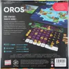 The back of a board game box for 'Oros', showing game components and descriptive text. Produktbild-Vorschau