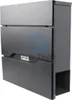 A dark gray mailbox with a newspaper compartment is shown against a white background. Produktbild-Vorschau