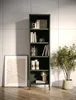 A tall, dark green bookshelf filled with books and decorative items, placed next to a framed piece of art and a potted plant. Anteprima dell’immagine prodotto
