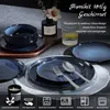 Homikit Set di stoviglie in gres da 18 pezzi Universe Blue, Anteprima dell’immagine prodotto 3