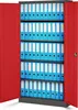 A filing cabinet with its doors open, filled with blue binders. Voir les images du produit