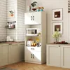 A kitchen scene featuring a tall white cabinet with appliances and decor. Produktbild-Vorschau