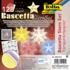 The image shows the packaging for a set of Bascetta star papers, with examples of the finished stars displayed. Náhled obrázku produktu