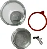 A collection of items for preserving food, including a glass jar, a rubber seal, and metal clips. Produktbild-Vorschau