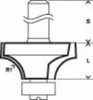 A technical drawing of a router bit with dimensions indicated. Produktbild-Vorschau