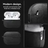 A collage of images showcasing an AirPods Pro case with a textured fabric exterior. Produktbild-Vorschau