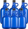 Blaue Glasflasche 1 L mit Ausgießer & Schraubverschluss – Produktbild-Vorschau 1