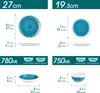 Diagrams showing the dimensions and capacities of different pieces of a dinnerware set. Produktbild-Vorschau