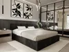 A modern bedroom with a large bed, artwork, and mirrored wardrobe. Produktbild-Vorschau