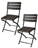 Two dark brown folding chairs with black metal frames are shown against a white background. Produktbild-Vorschau