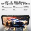 A smartphone displaying a racing game, with text overlay highlighting display specifications. Produktbild-Vorschau