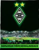 A stadium filled with fans waving green flags, with the Borussia Mönchengladbach logo and stars above. Produktbild-Vorschau