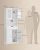 A diagram showing the dimensions of a white cabinet, with silhouettes of two people for scale. Produktbild-Vorschau