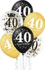 Zestaw balonów na 40 urodziny, czarno-złoty, 30cm, 6 szt. Podgląd zdjęcia produktu 1
