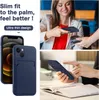 Collage of images showing a blue iPhone case with a card slot, a woman making a payment with her phone, and a person using the phone case. Anteprima dell’immagine prodotto