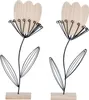 2er Set Deko Aufsteller Blume Metall Holz Schwarz Natur Produktbild-Vorschau 1