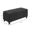 A black storage bench with dimensions indicated. Náhled obrázku produktu