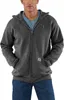 A man wearing a dark gray Carhartt zip-up hoodie and blue jeans. Produktbild-Vorschau