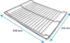 A metal grill rack for an oven, with dimensions indicated. Náhľad obrázku produktu