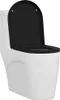 A white toilet with a black lid and seat, shown from a side-angle. Náhled obrázku produktu