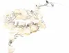 A string of decorative lights with white rose-shaped elements and silver leaves. Produktbild-Vorschau