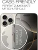 A close-up marketing image showing the back and side of a smartphone, with text overlays highlighting its case-friendly feature. Produktbild-Vorschau