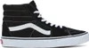 A black and white Vans Sk8-Hi sneaker shown from the side. Voir les images du produit