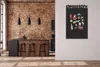 A kitchen with a brick wall, island, and stools, with a magnetic board on the wall. Anteprima dell’immagine prodotto