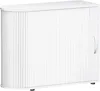 A white cabinet with a tambour door and silver feet. Produktbild-Vorschau