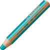 A single turquoise colored pencil with wood grain visible on the side, presented on a white background. Produktbild-Vorschau