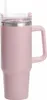 A pink insulated tumbler with a handle and a straw, shown against a white background. Produktbild-Vorschau