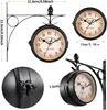 Bahnhofsuhr Doppelseitig, Retro Wanduhr, Wandhalterung, für Produktbild-Vorschau 2