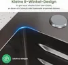 Close-up of a stainless steel sink corner with a blue light accent, highlighting its rounded design and ease of cleaning. Náhľad obrázku produktu