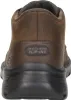 The back view of a brown Skechers slip-in boot. Voir les images du produit