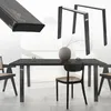 A dining table with chairs, with table legs shown separately. Náhled obrázku produktu