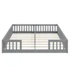 A grey wooden bed frame with a slatted base, shown from the front. Anteprima dell’immagine prodotto