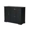 A black sideboard or buffet cabinet with three doors and one drawer, shown from a three-quarter front view against a white background. Anteprima dell’immagine prodotto