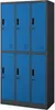 A studio shot of a blue and anthracite metal locker cabinet with six compartments. Anteprima dell’immagine prodotto
