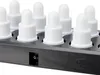 A close-up, angled view of a black charging base with multiple white LED tea lights inserted. Produktbild-Vorschau