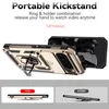 A product image showcasing a phone case with a kickstand and camera cover, with comparison shots below. Produktbild-Vorschau