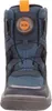 A front view of a blue and gray child's boot with an orange BOA closure system. Produktbild-Vorschau