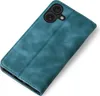 A teal flip case for a smartphone is shown from a diagonal top-down view against a white background. Produktbild-Vorschau