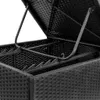 Close-up view of the internal mechanism and woven exterior of a black storage box. Náhľad obrázku produktu