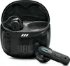 A pair of black JBL Tune Flex Ghost 2 wireless earbuds with their charging case, displayed against a white background. One earbud is shown outside the case. Anteprima dell’immagine prodotto