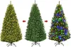Three images of a Christmas tree are shown side-by-side, illustrating its transformation from unlit to lit with different colored lights. Produktbild-Vorschau