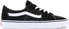 A side view of a black Vans Sk8-Low sneaker with white accents and laces, shown on a white background. Produktbild-Vorschau