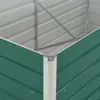 A close-up view of the corner of a green metal raised garden bed. Podgląd zdjęcia produktu