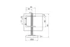 A technical drawing of an adjustable furniture foot with dimensions indicated. Produktbild-Vorschau
