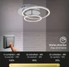 A modern LED ceiling light with a dimming feature demonstrated by a hand interacting with a light switch. Produktbild-Vorschau