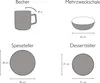 Diagrams showing the dimensions of different tableware items. Náhľad obrázku produktu